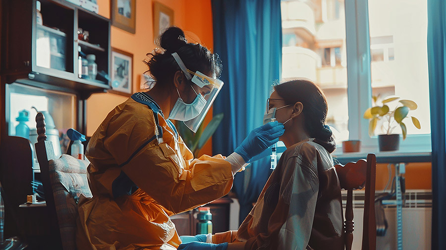 Woman Receiving COVID Vaccination at Home